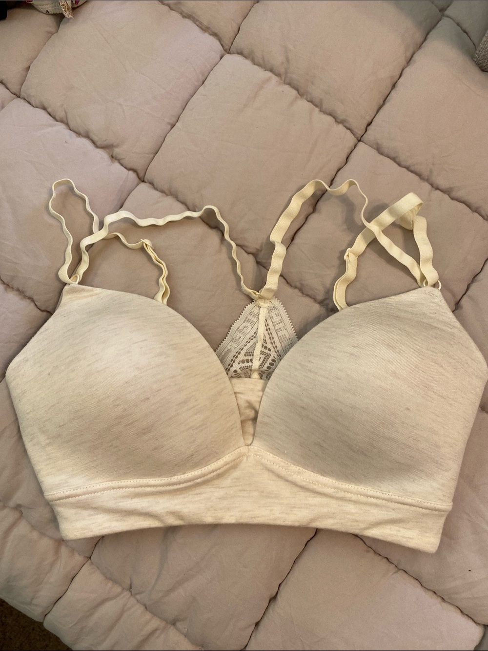 Everyday Lace-Back T-Shirt Bralette in Light Ivory